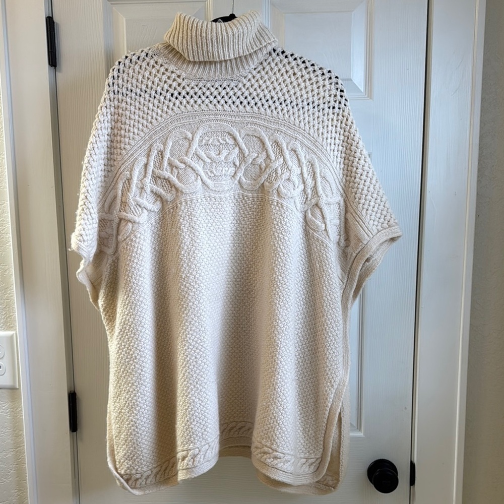 Lauren Ralph Lauren Cream Cowl Neck Sweater with Intricate Openwork